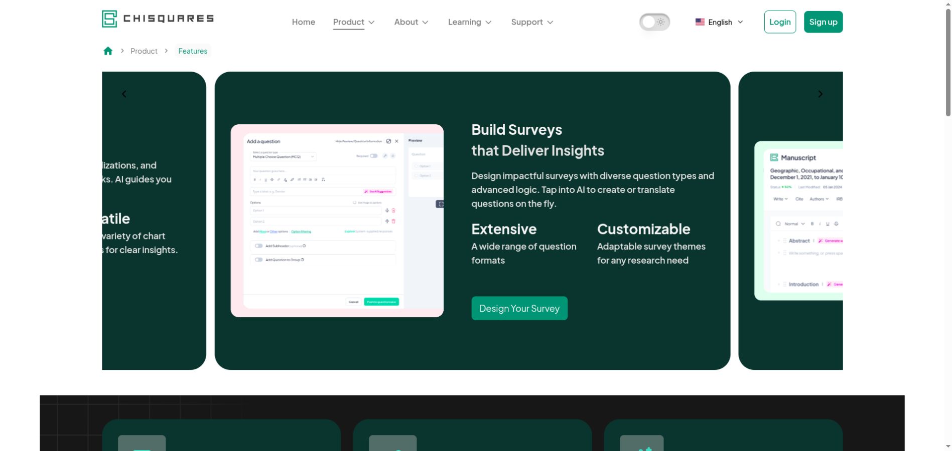 Chisquares survey builder and feature overview